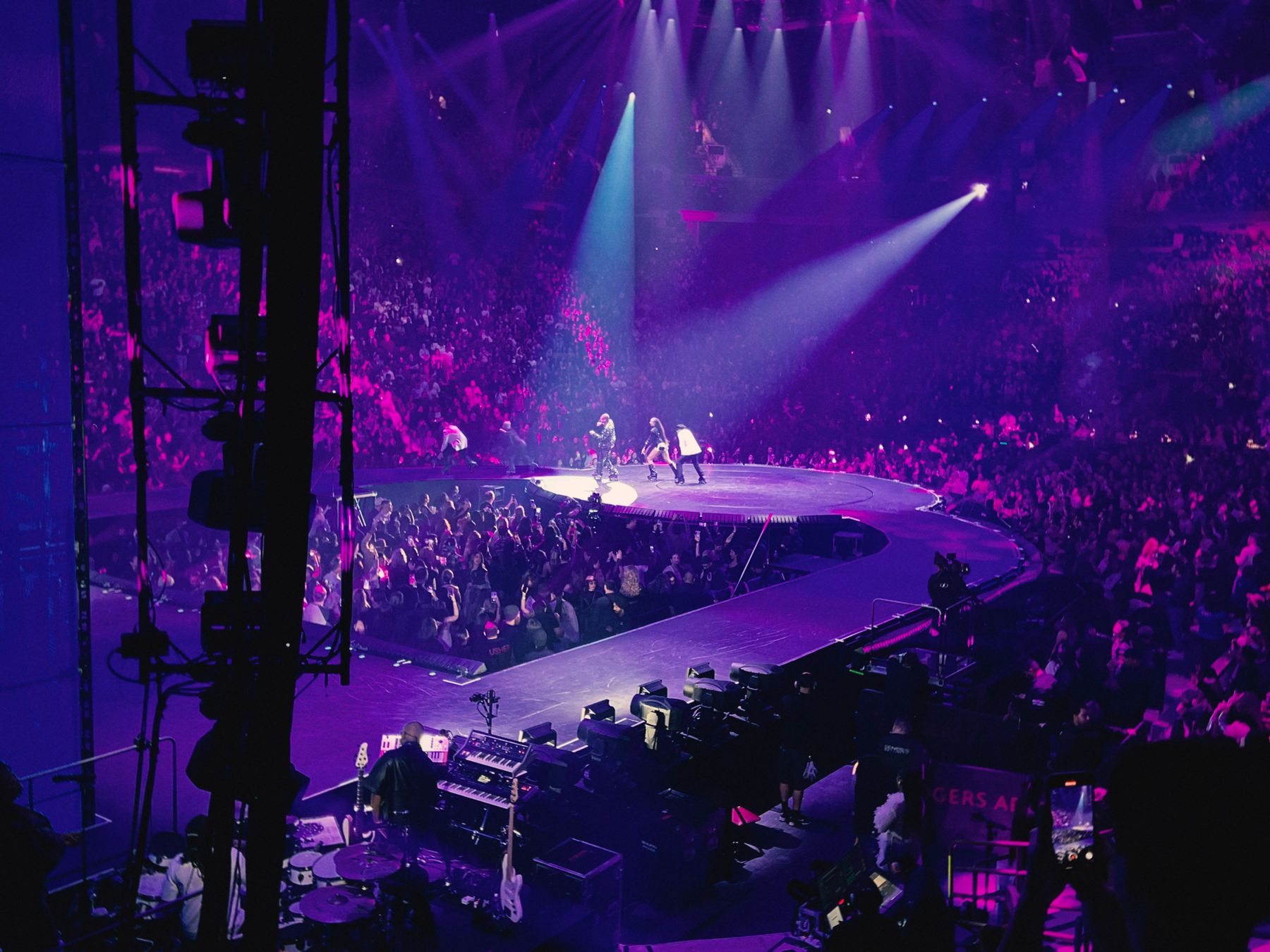 Backstage view of a live production from the wings